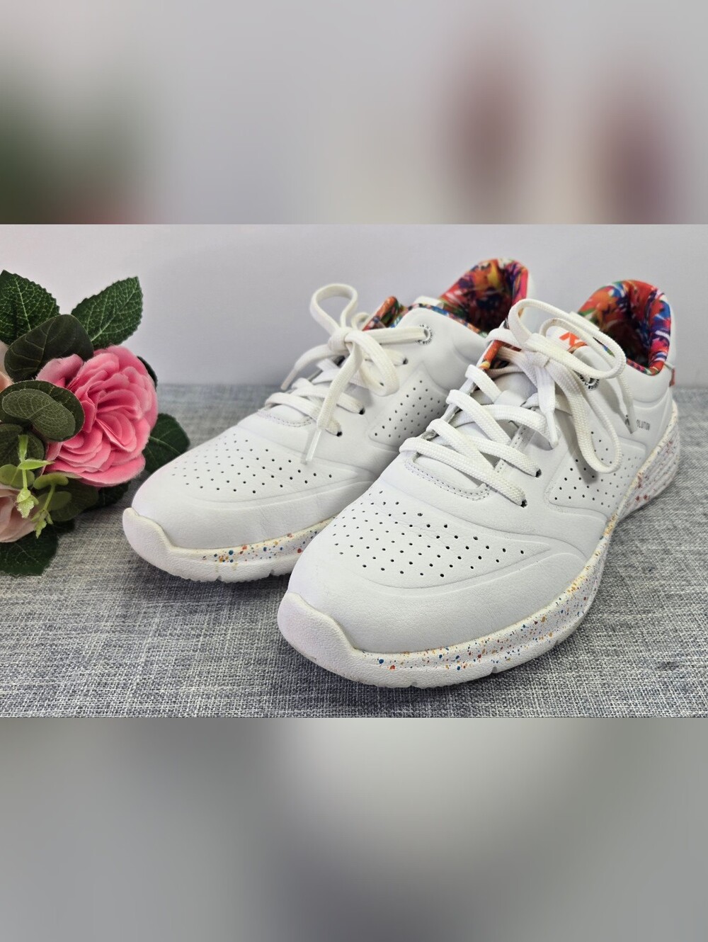 Rieker Evolution W0402-80 White Confetti Speckled Low Top Sneakers Women's Sz8.5